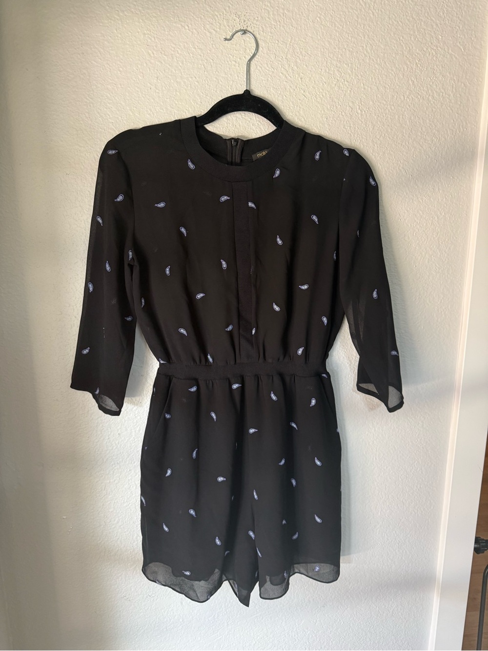 Maje Black Embellished Paisley Romper Size 38